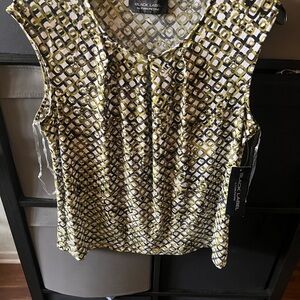 Black Label Women's Geometric Print Top - Green and Black